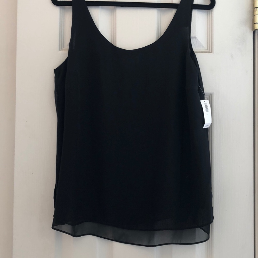 Double layer sheer black tank top